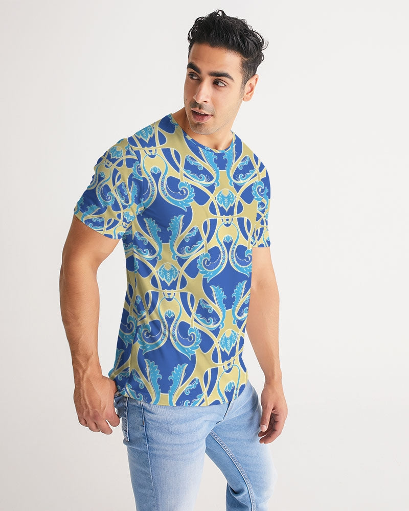 Blue and yellow Baroque  Men's All-Over Print Tee