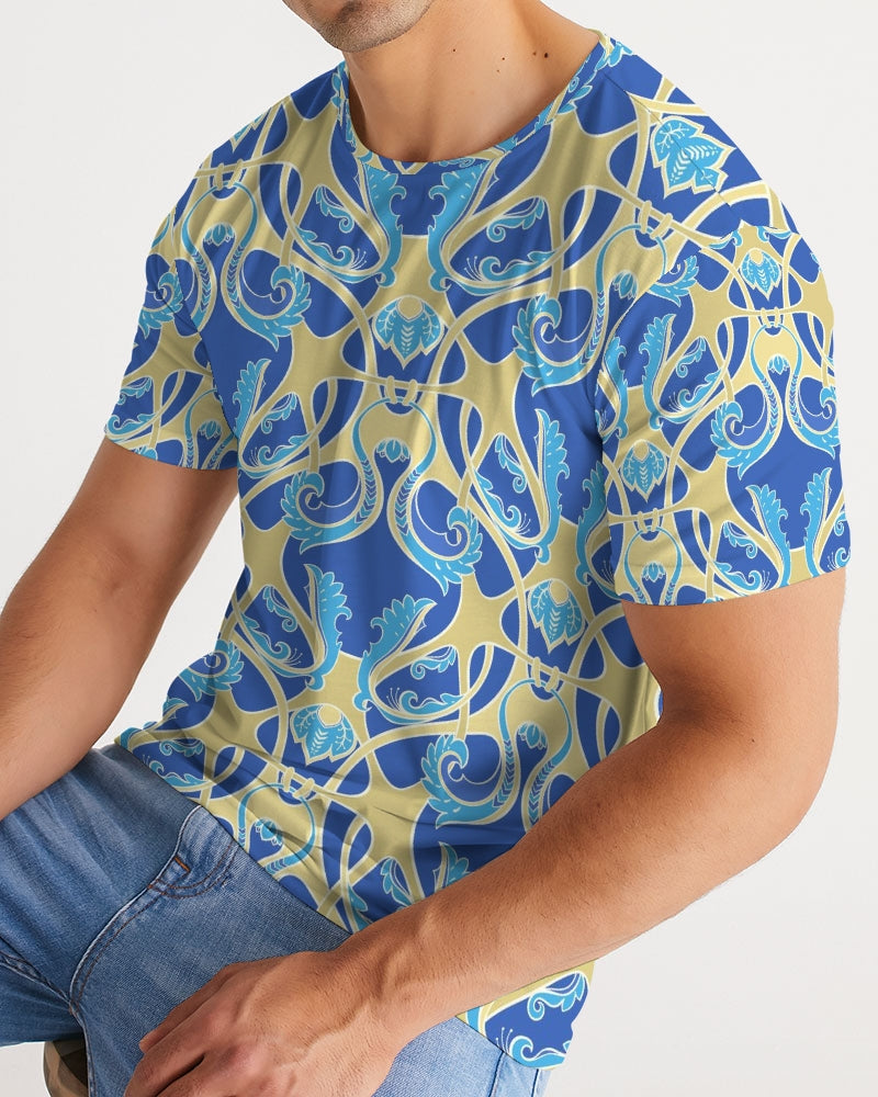 Blue and yellow Baroque  Men's All-Over Print Tee