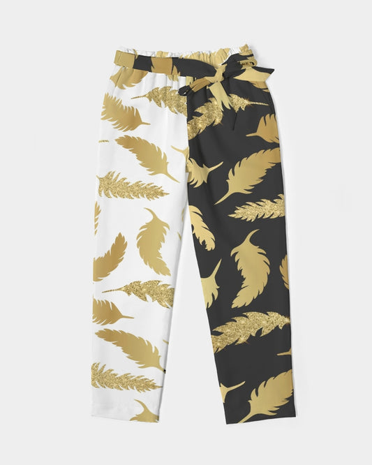 OWL Feathers Women's Belted Tapered Pants