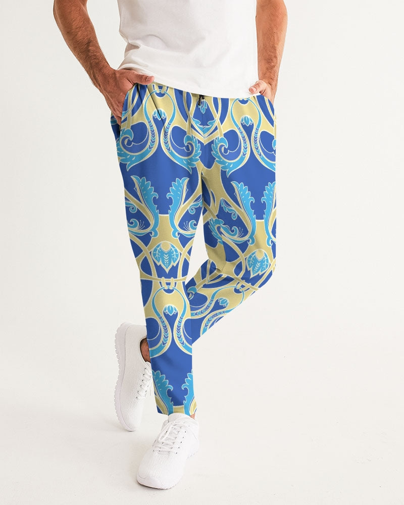 Blue and yellow Baroque  Men's All-Over Print Joggers